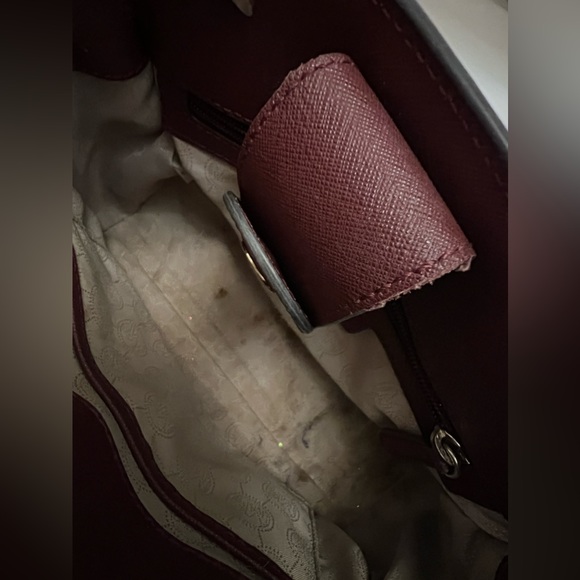 (SOLD) Michael Kors Dillon Small Satchel Merlot Purse Crossbody - Picture 12 of 14